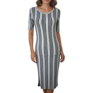 LULAROE JULIA DRESS GRAY/BLAK STRIPE SZ.S NWT.